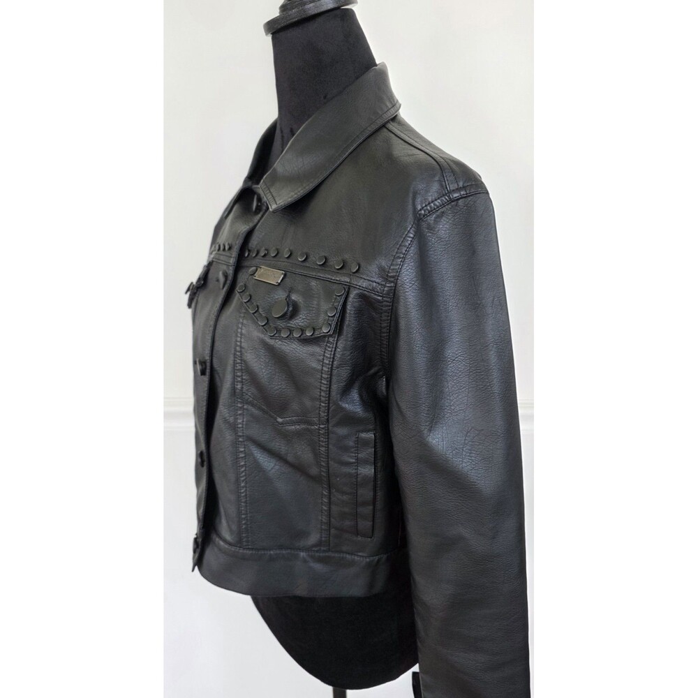 Harper Grey x Kendall Kylie Womens S Black Faux Leather Studded Jacket